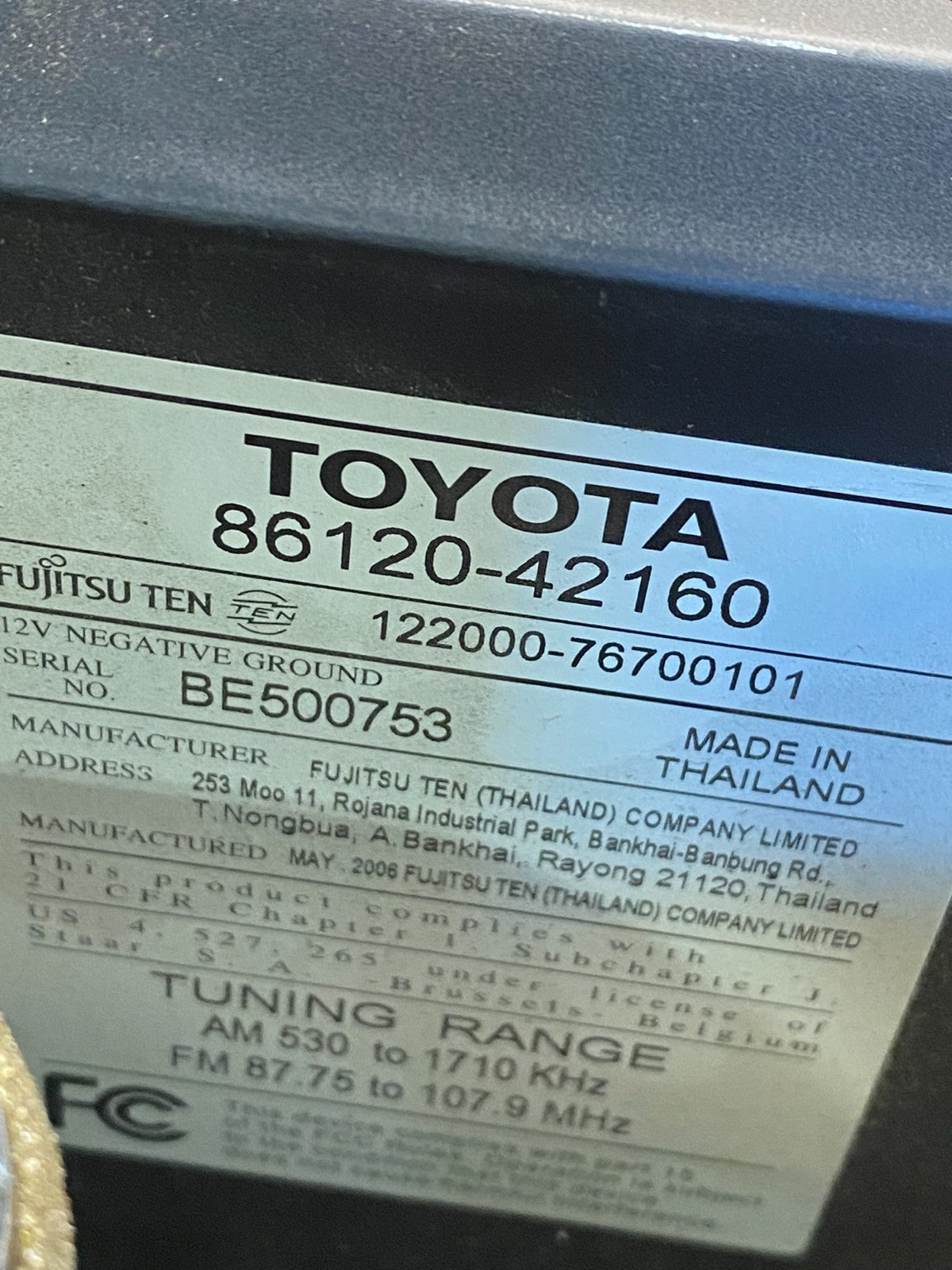 2006 to 2008 Toyota RAV4 Audio Equipment Radio Receiver ag6048 DG7