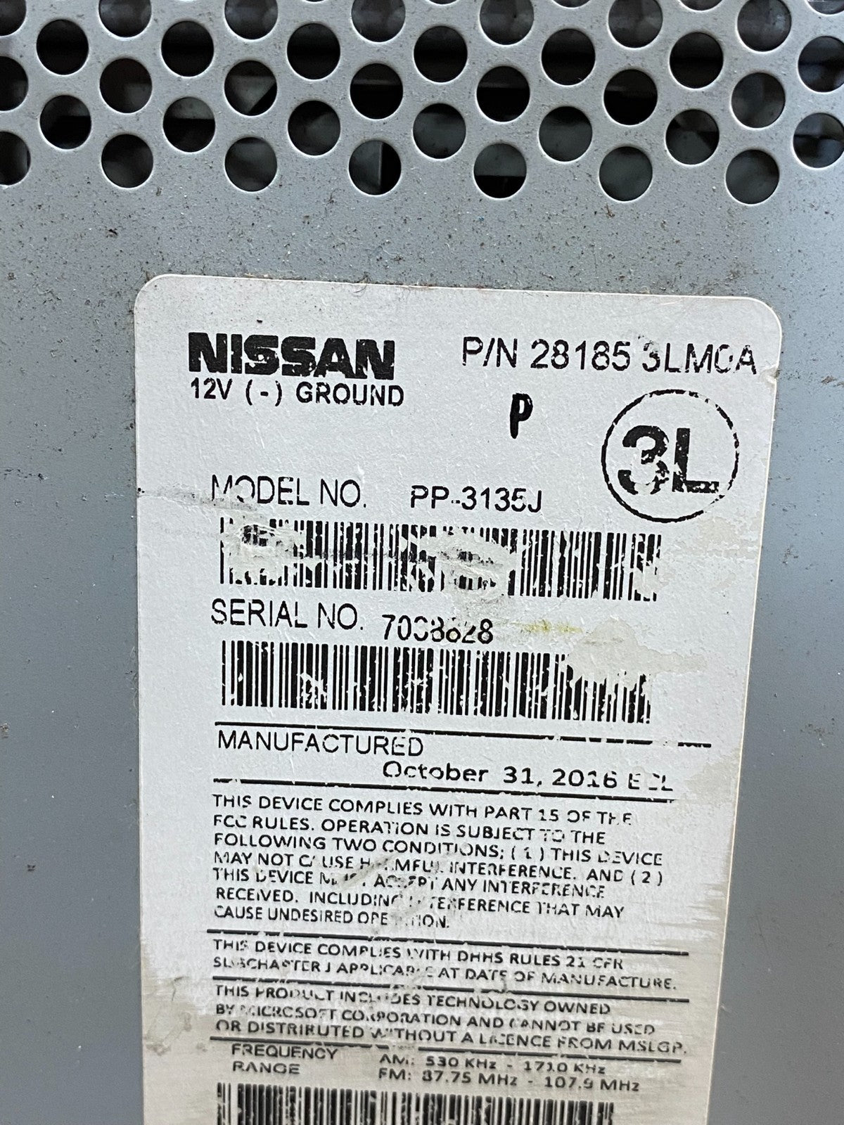 2013 - 2017 Nissan NV200 AM/FM Radio CD Player AM/FM ah7405 DG6