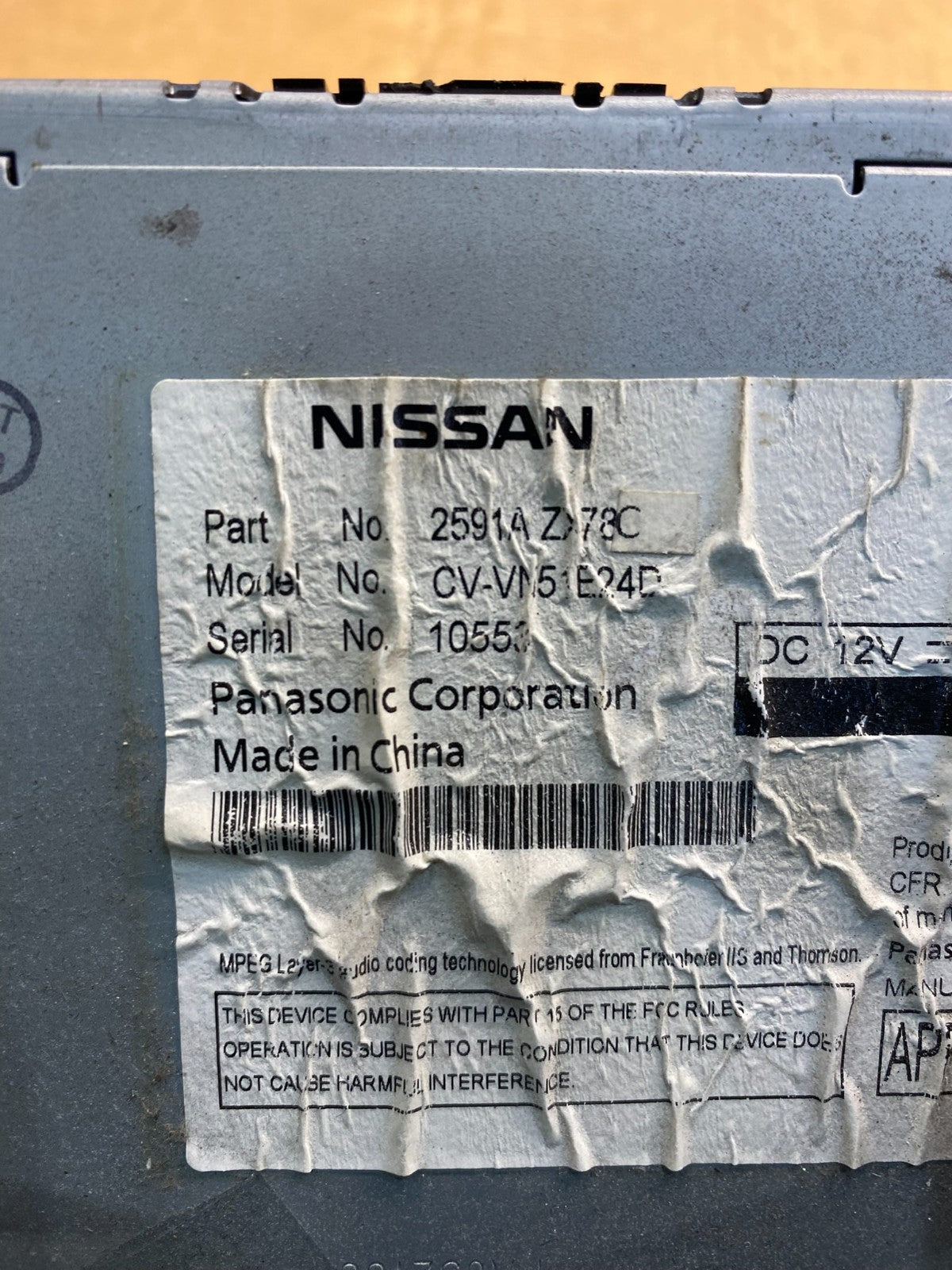 2010 to 2014 Nissan Maxima Radio Stereo Audio CD Player Receiver AD3606 DG6