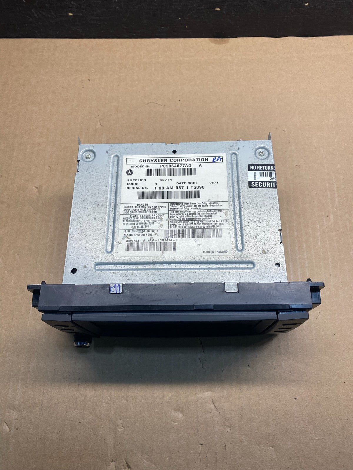 2007 2014 Jeep Dodge Chrysler Screen Display CD Player Satellite Radio ae7887 DG3