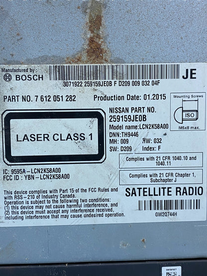 2015 to 2016 Nissan Sentra Versa Radio CD Player AM/FM 259159JE0B AI9912 DW8