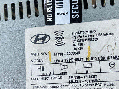 2016 to 2017 Hyundai Sonata Radio CD Player AM/FM Audio Z4150 DG5