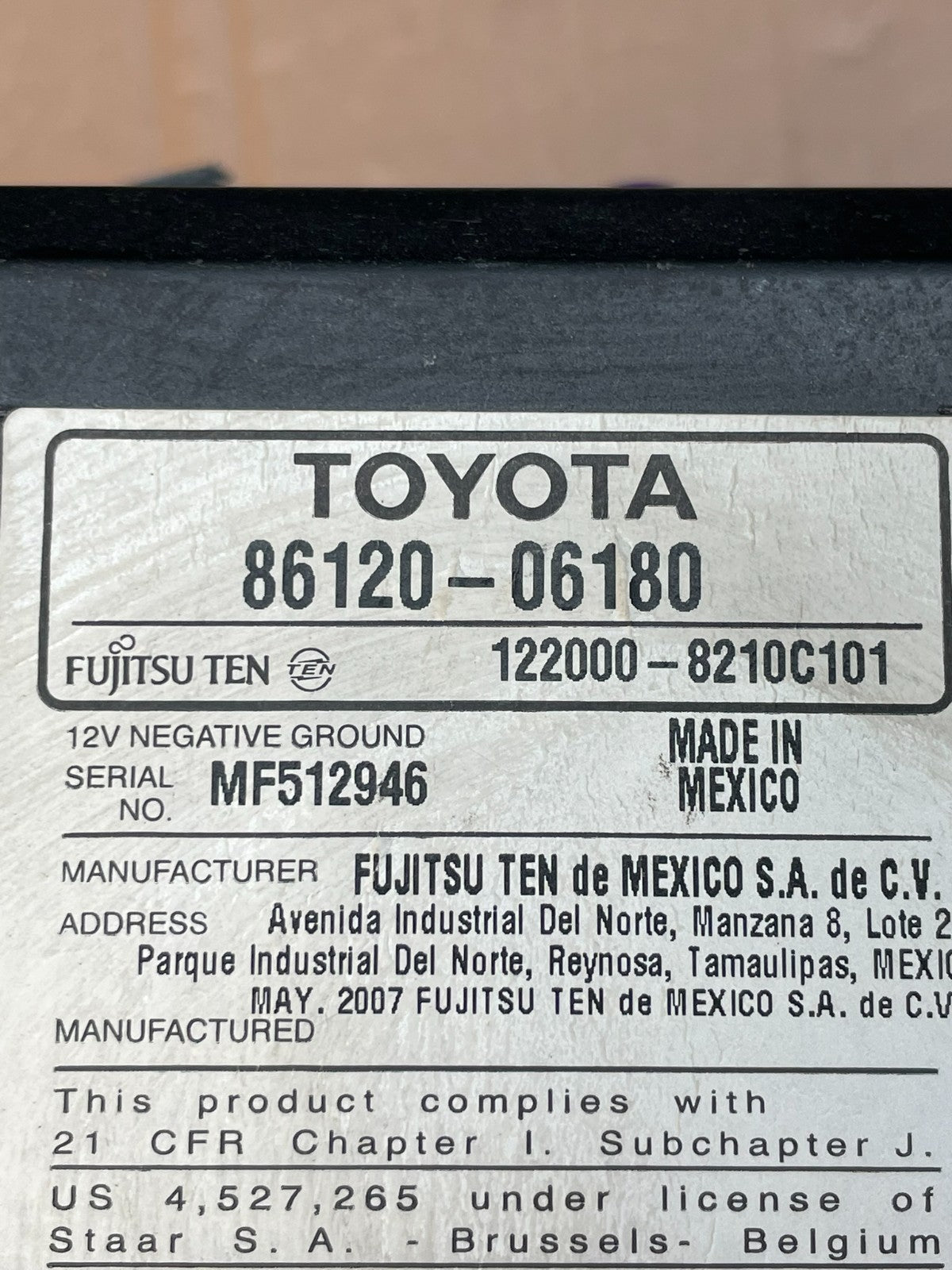 2007 to 2009 Toyota Camry Radio CD Player Climate Control Bezel AD5946 DG8