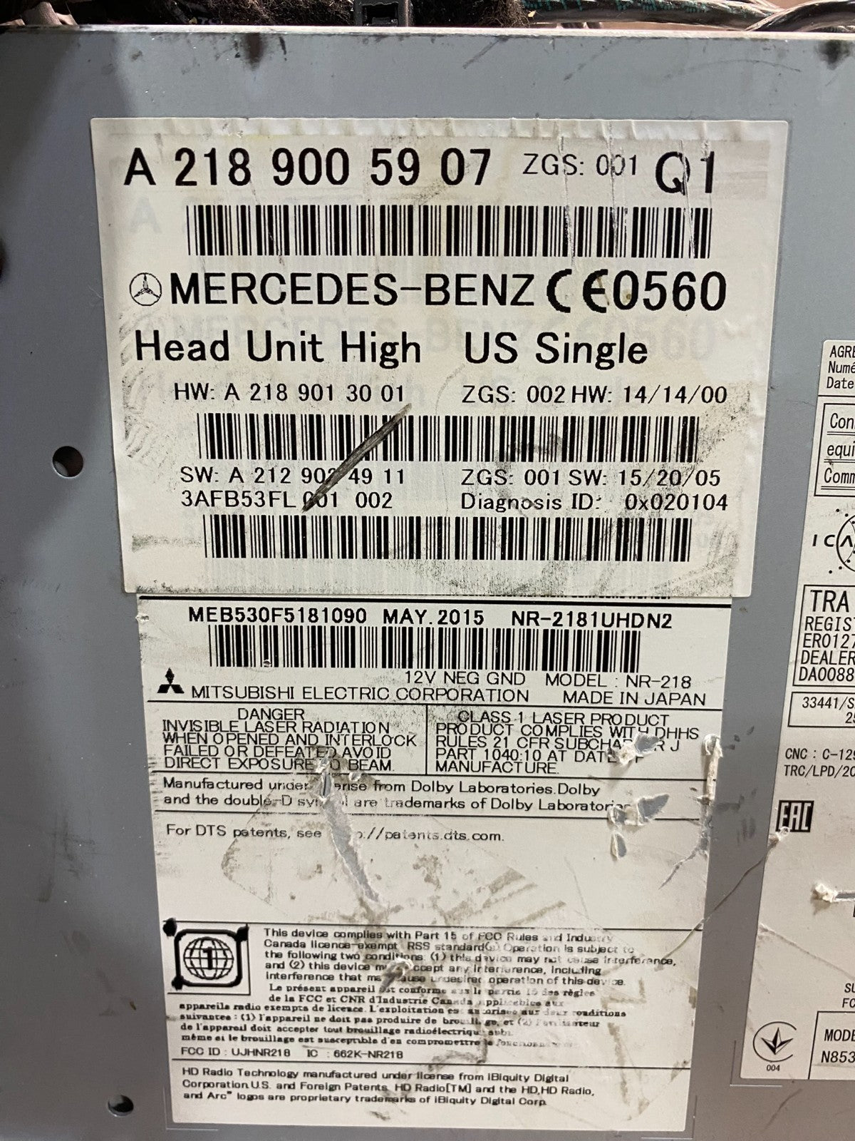 2015-2017 Mercedes W212 E350 CLS550 Command Head Navigation Radio CD ai0366 DG6